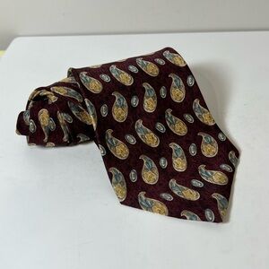 Joseph Abboud 100% Silk Midcentury Modern MCM Teardrop Paisley Patterned Tie